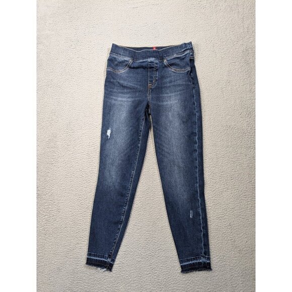 Spanx Distressed Skinny Jeans Womens Medium Blue Jegging Pull On Stretch - Picture 1 of 16